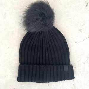 Calvin Klein Faux Fur Pom black beanie